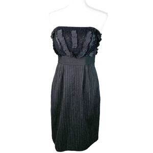 Philosophy Di Alberta Ferretti Strapless Beaded Cocktail Dress Black 6